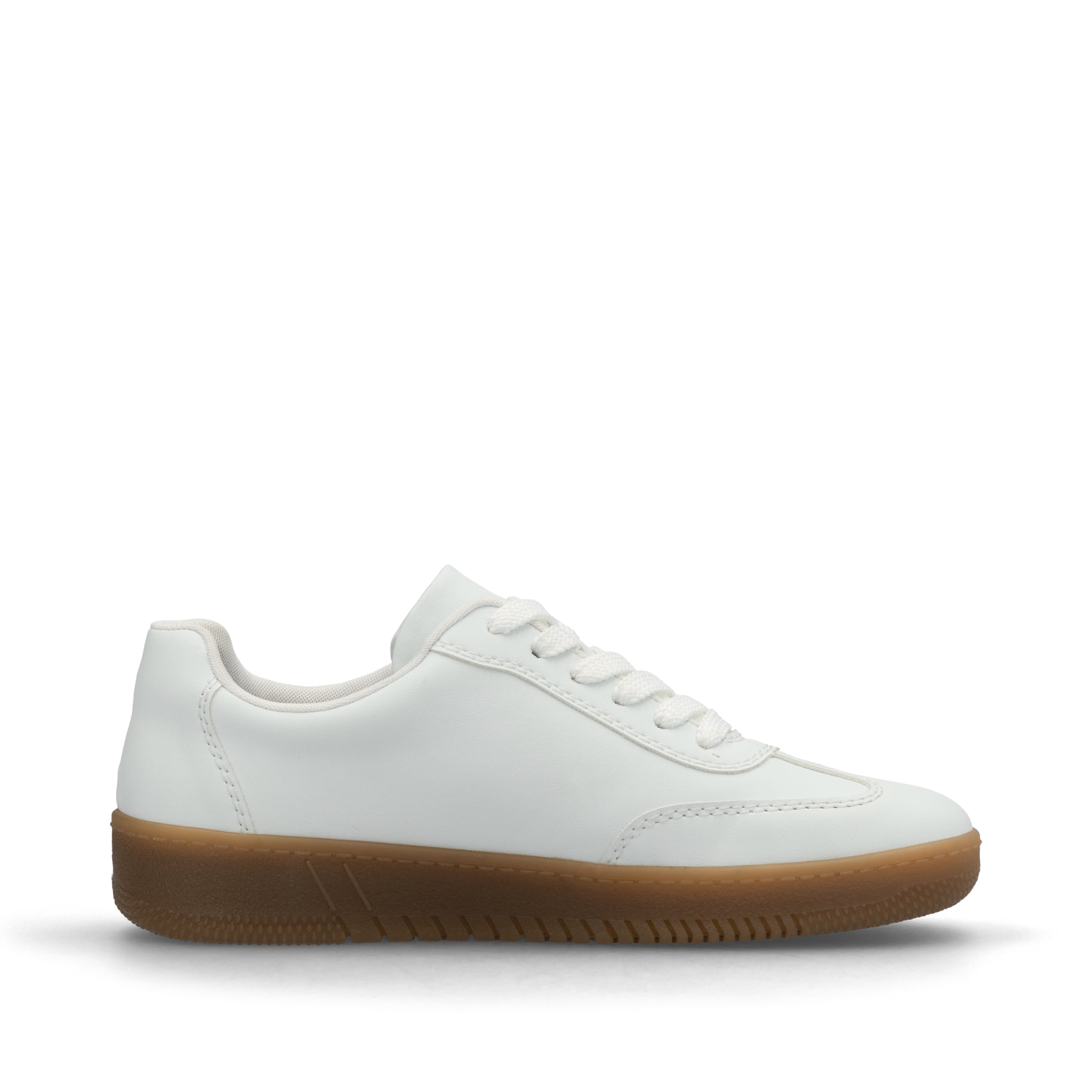 Weiße Rieker Damen Sneaker Low M5512-81 mit einer Schnürung. Schuh Innenseite.