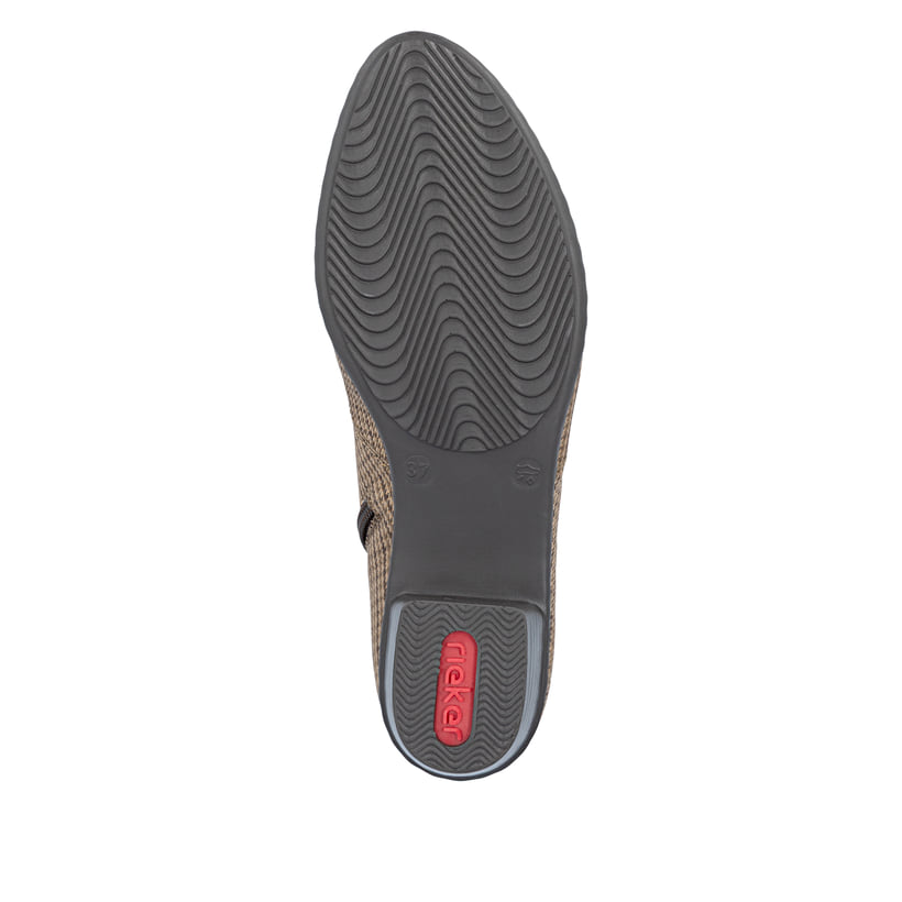 Beige Rieker Damen Stiefeletten Y0762-64 mit einem Reißverschluss. Schuh Laufsohle.