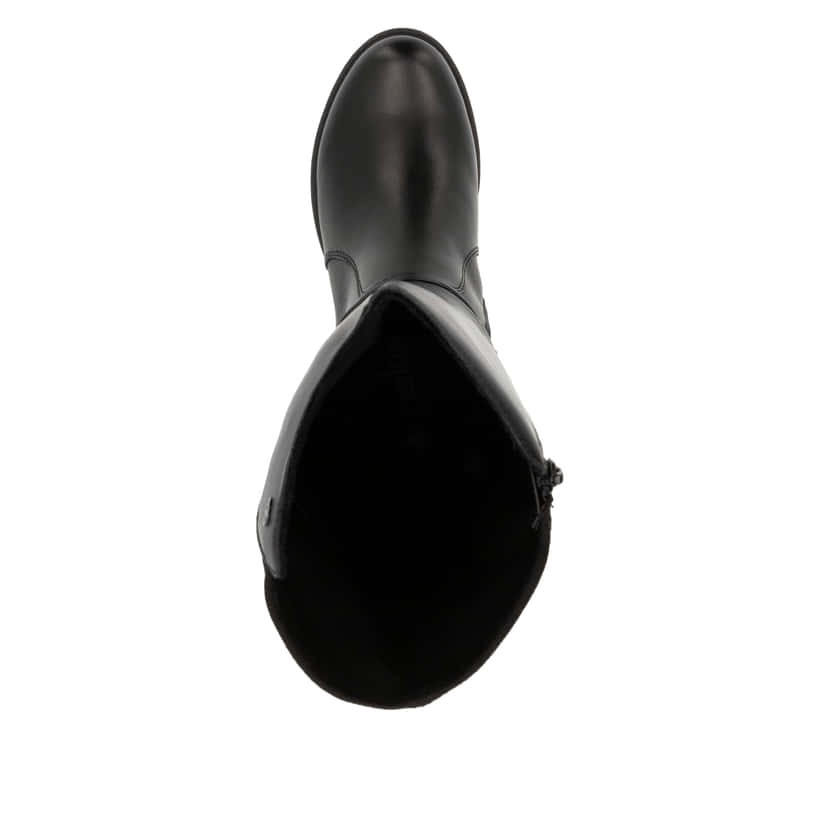 Schwarze Rieker Damen Hochschaftstiefel Z9564-00 aus Glattleder. Schuh von oben.