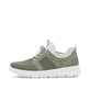 Grüne Rieker Damen Slipper N1370-52 mit einem Gummizug sowie der Extraweite H. Schuh Außenseite.