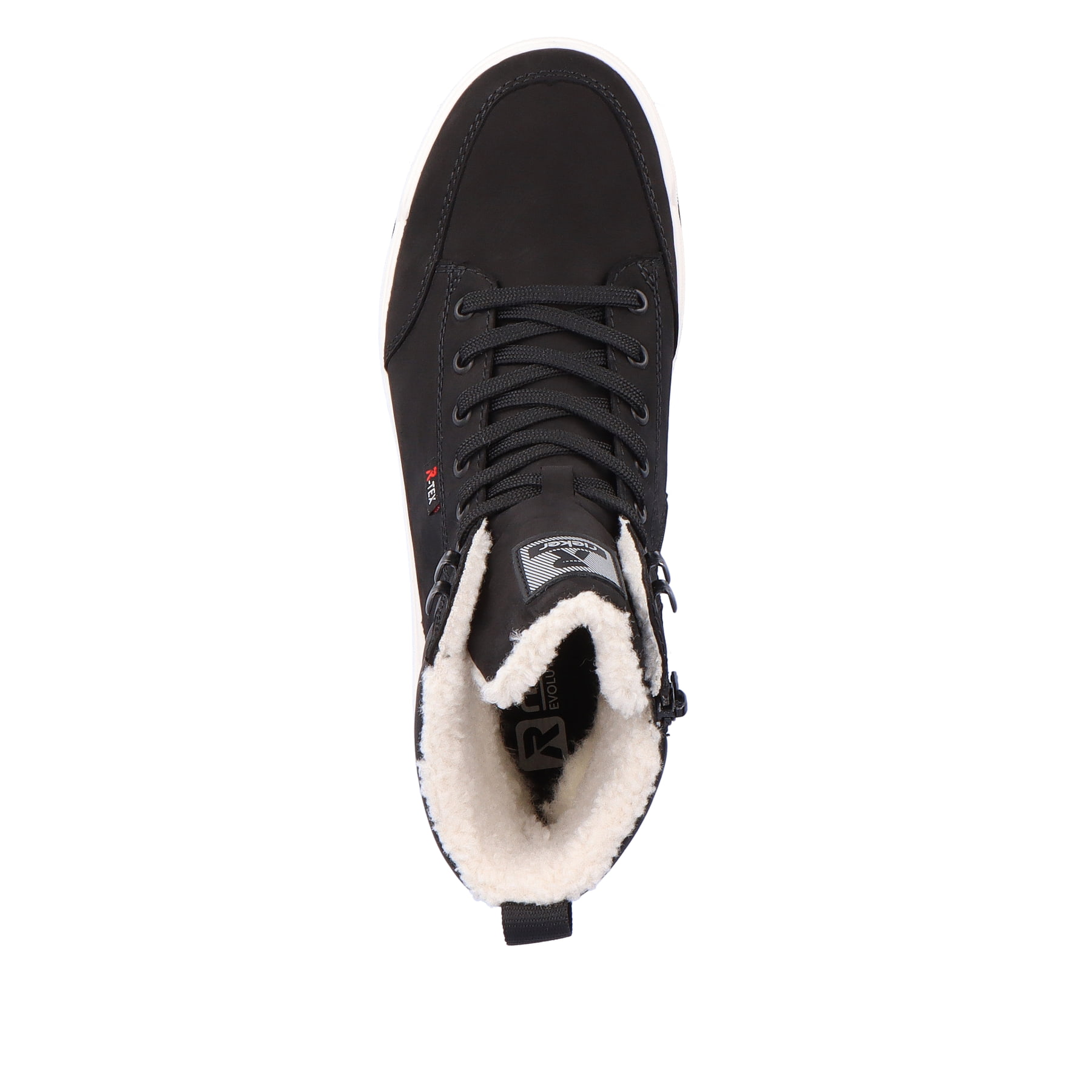 Schwarze Rieker Herren Schnürstiefel U0071-00 aus Rauleder. Schuh von oben.