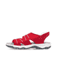 Rote vegane Rieker Damen Trekkingsandalen 68895-33 mit Ready2GO Slip-in Funktion. Schuh Außenseite.
