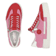 Rote Rieker Damen Sneaker Low N4952-31 mit einem Reißverschluss. Schuh von oben, liegend.
