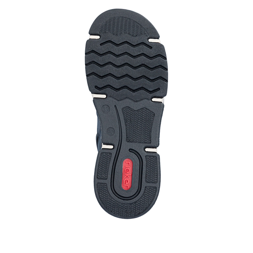 Dunkelblaue Rieker Damen Schnürstiefel 45955-15 mit Strick-Kragen. Schuh Laufsohle.