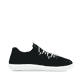 Schwarze vegane Rieker Damen Slipper 52854-00, Barfußschuhe mit einem Gummizug. Schuh Innenseite.