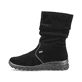 
Tiefschwarze Rieker Damen Kurzstiefel Z68M1-01 mit einer schockabsorbierenden Sohle. Schuh seitlich schräg