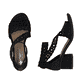 Schwarze Rieker Riemchensandaletten 64657-00 mit Strasssteinen. Schuh von oben, liegend.