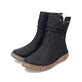 Nachtschwarze Rieker Damen Kurzstiefel Z3771-00 mit einer schockabsorbierenden Sohle. Schuhpaar schräg.