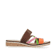 Mehrfarbige Rieker Damen Pantoletten V3652-96 mit einem Klettverschluss. Schuh Innenseite.