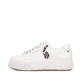 Weißer Rieker Damen Sneaker Low M7712-80 Schwenninger Wild Wings Special Edition mit Eishockey-Schnürsenkeln und Logo. Schuh Außenseite.