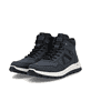 Dunkelblau-schwarze Rieker Herren Schnürstiefel B8120-14 mit Reißverschluss. Schuhpaar seitlich schräg.
