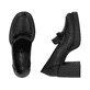 Schwarze Rieker Pumps Y4150-01 mit Deko-Kette sowie der Komfortweite G. Schuh von oben, liegend.