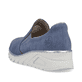 Blaue Rieker Damen Slipper N3363-10 mit Elastikeinsatz sowie schmaler Passform E. Schuh von hinten.