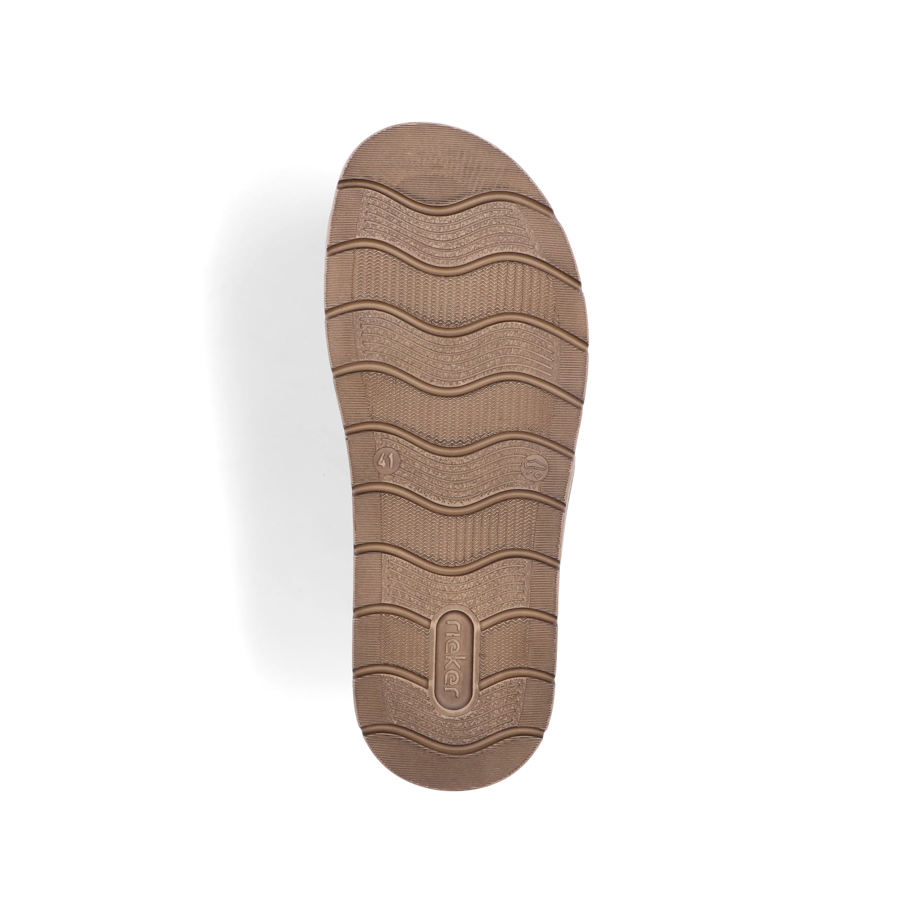 Braune Rieker Herren Pantoletten 24394-25 mit modernen Ziernähten. Schuh Laufsohle.