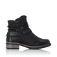 Nachtschwarze Rieker Damen Kurzstiefel 94689-00 mit einer Profilsohle mit Blockabsatz. Schuh Innenseite