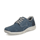 Himmelblaue Rieker Herren Schnürschuhe 03501-12 mit der Extraweite H. Schuh seitlich schräg.