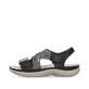 Schwarze Rieker Damen Trekkingsandalen 64889-00 mit einem Klettverschluss. Schuh Außenseite.