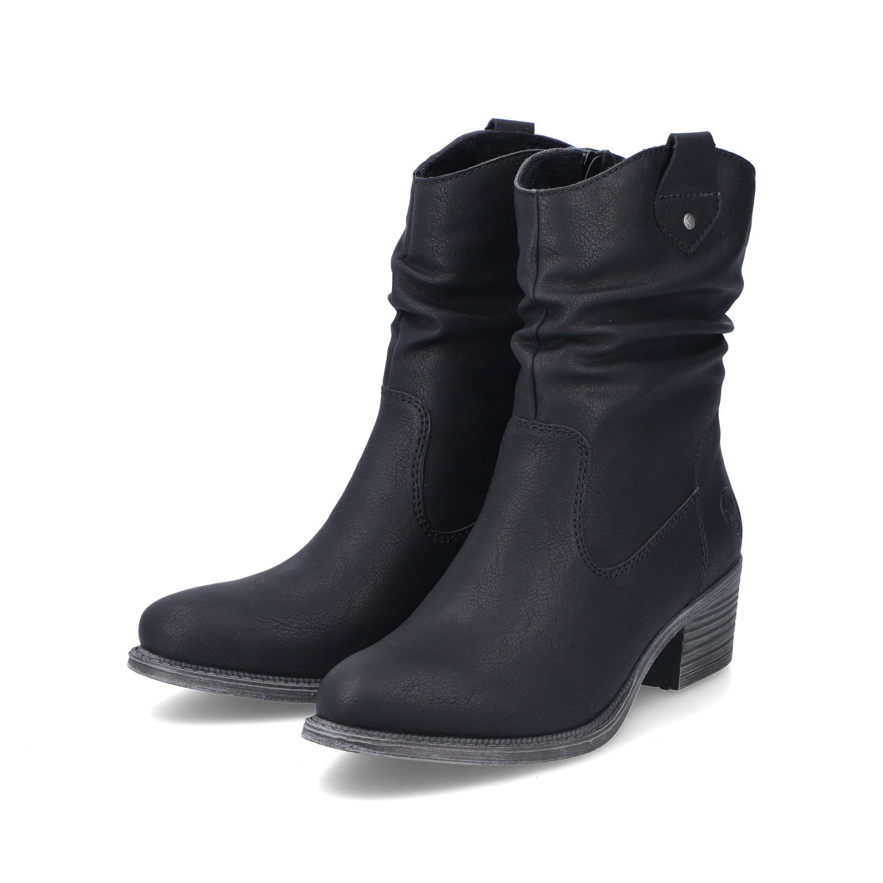 Asphaltschwarze Rieker Damen Chelsea Boots 72690-00 mit einer leichten Sohle. Schuh Innenseite