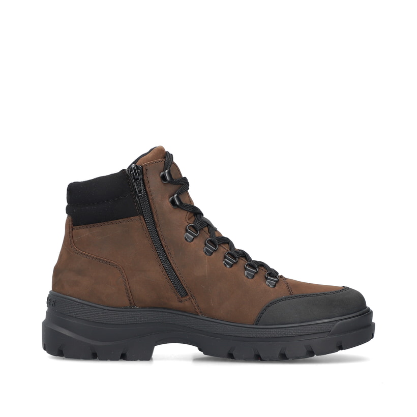 Braune Rieker Herren Schnürstiefel F5411-25 aus Rauleder mit Flip-Grip Sohle. Schuh Innenseite.