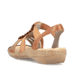 Braune Rieker Damen Riemchensandalen 60809-24 mit einem Gummizug. Schuh von hinten.