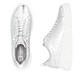 Silberne Rieker Damen Sneaker Low W2301-90 mit einer Gummischnürung. Schuh von oben, liegend.