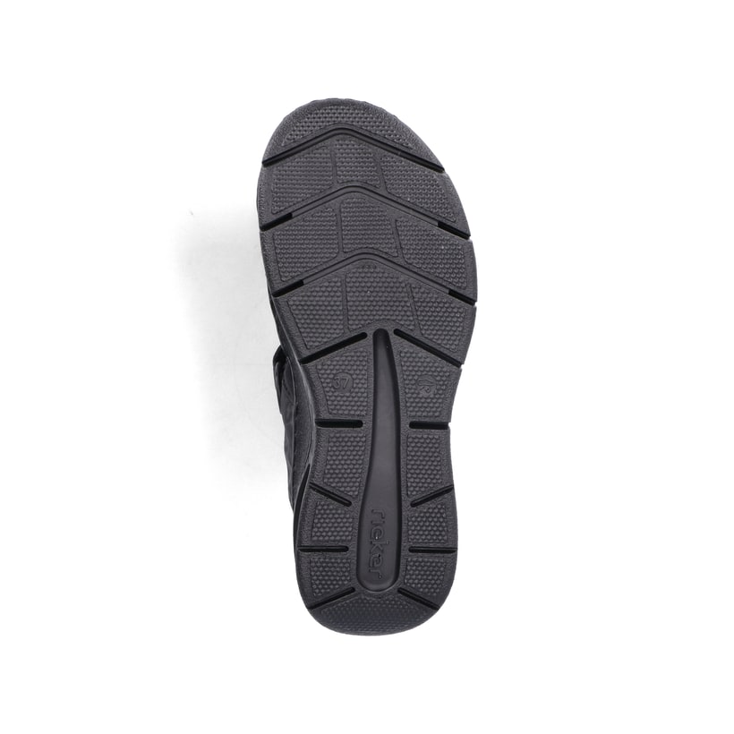 Schwarze vegane Rieker Damen Trekkingsandalen 67666-00 mit Rieker Air. Schuh Laufsohle.