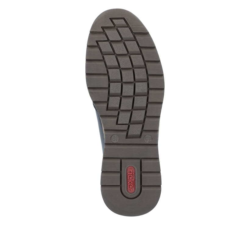 Baskets basses Rieker bleues pour homme B2112-14 en cuir lisse. Semelle extérieure de la chaussure.