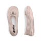 Rosane vegane Rieker Ballerinas 45250-31, Barfußschuhe mit dekorativer Schleife. Schuh von oben, liegend.