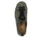 Grüne Rieker Damen Slipper L0574-54 mit einem Gummizug. Schuh von oben.
