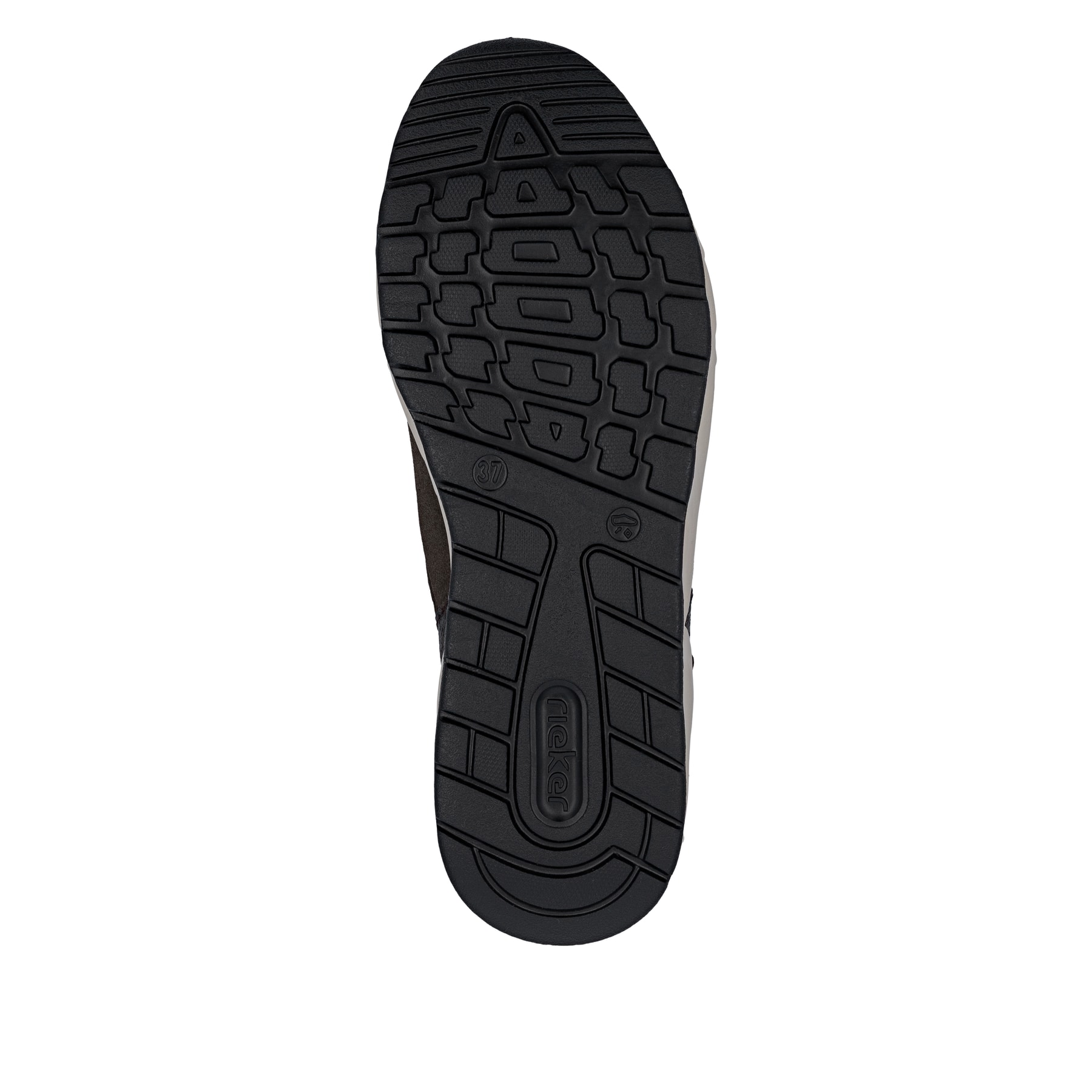 Baskets basses Rieker marron pour femmes N5254-25 avec bande élastique. Semelle extérieure de la chaussure.