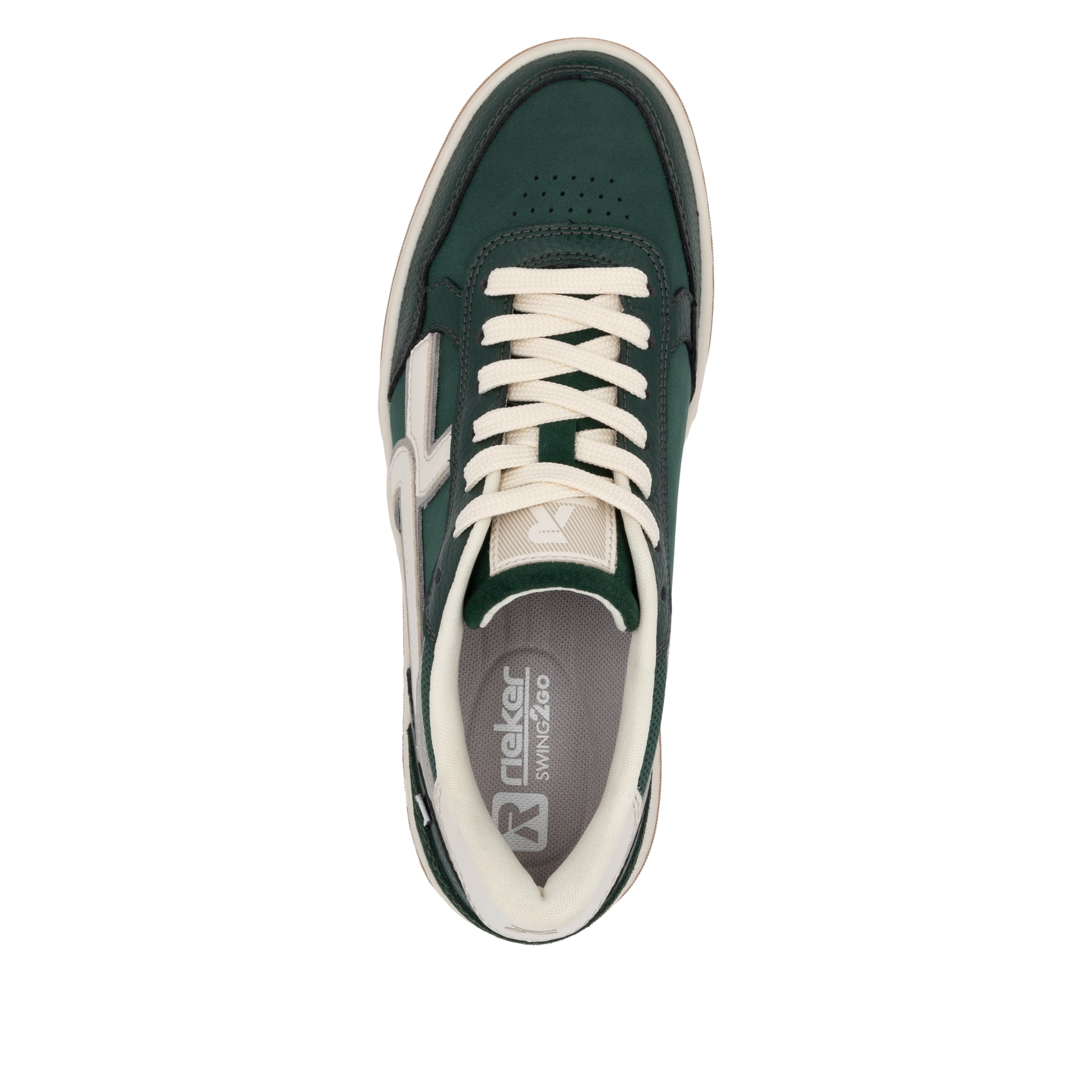 Baskets basses Rieker vertes pour femme W1900-54 avec semelle durable. Chaussure vue de dessus.