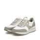 Chaussures à lacets Rieker blanches femme N9504-80 avec fermeture éclair. Chaussures inclinées sur le côté.