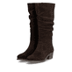 Dunkelbraune Rieker Damen Hochschaftstiefel 73159-25 aus Rauleder. Schuhpaar seitlich schräg.