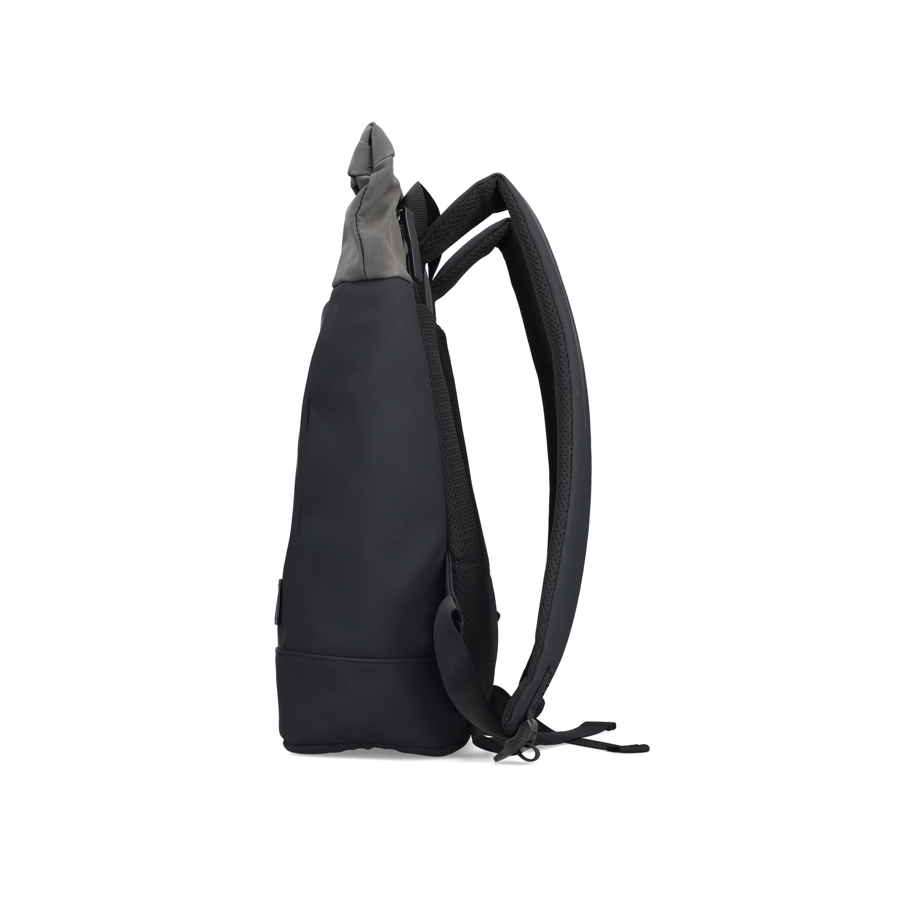 Sac à dos Rieker H5101-01 en noir en similicuir. Côté gauche.