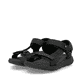 Schwarze waschbare Rieker Herren Trekkingsandalen 20850-00 mit Klettverschluss. Schuhpaar seitlich schräg.