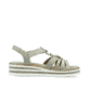 Grüne Rieker Keilsandaletten V0245-52 mit Schmuckelementen sowie einem Gummizug. Schuh Innenseite.