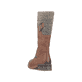 Braune Rieker Damen Hochschaftstiefel 94692-24 mit wasserabweisender TEX-Membran. Schuh von hinten.