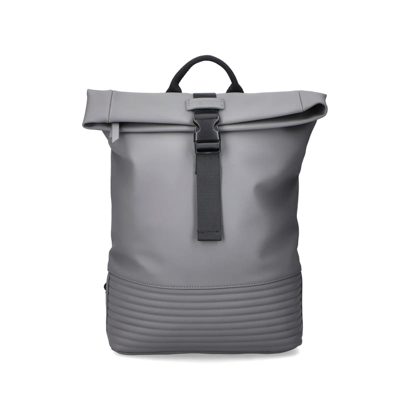 Rieker Rucksack H1426-42 in Grau mit Innenfach, Reißverschluss und Handyfach. Vorderseite.