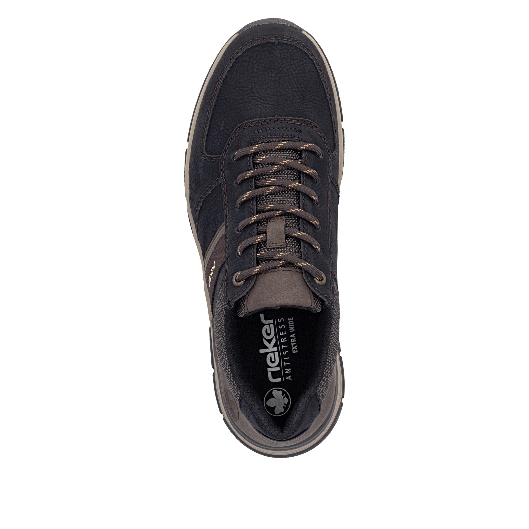 Chaussures à lacets Rieker noires hommes 11211-02 avec largeur H. Chaussure vue de dessus.