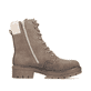 Braun-beige Rieker Damen Schnürstiefel Y8119-25 mit Teddyfell-Kragen. Schuh Innenseite.