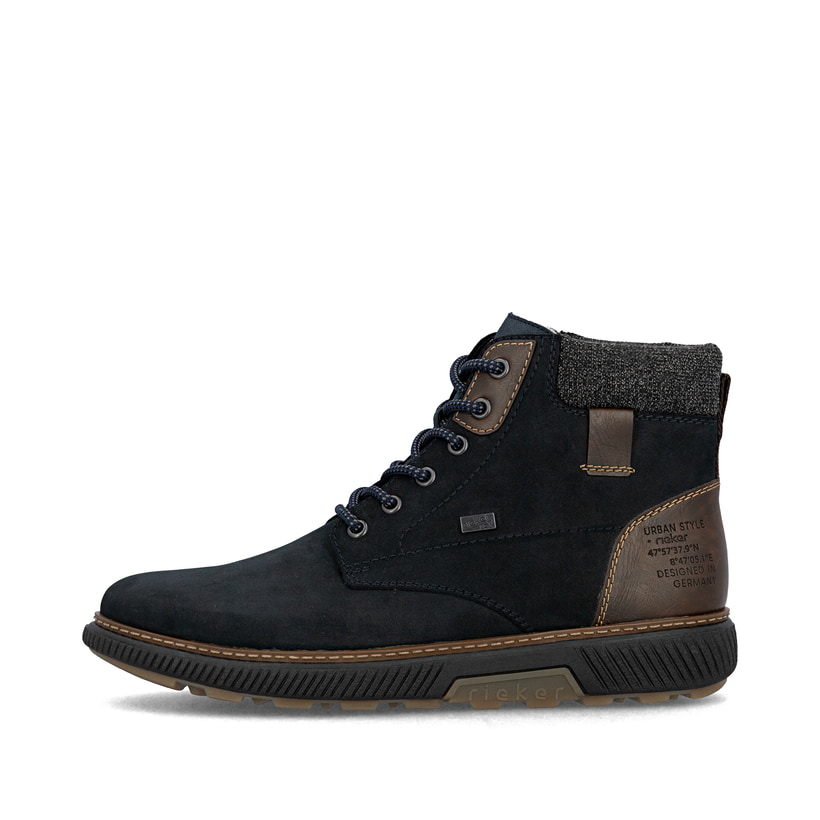 
Marineblaue Rieker Herren Schnürstiefel B3343-15 mit Schnürung und Reißverschluss. Schuh Außenseite
