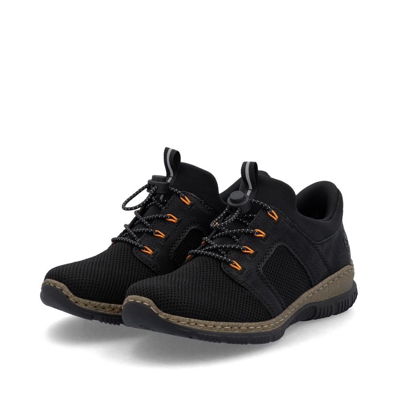 Mocassins Rieker noirs pour femme N32G4-00 avec fonction easy in Ready2GO. Chaussures inclinées sur le côté.