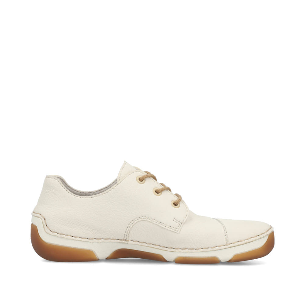 Weiße Rieker Damen Schnürschuhe 55920-80 mit modernen Ziernähten. Schuh Innenseite.