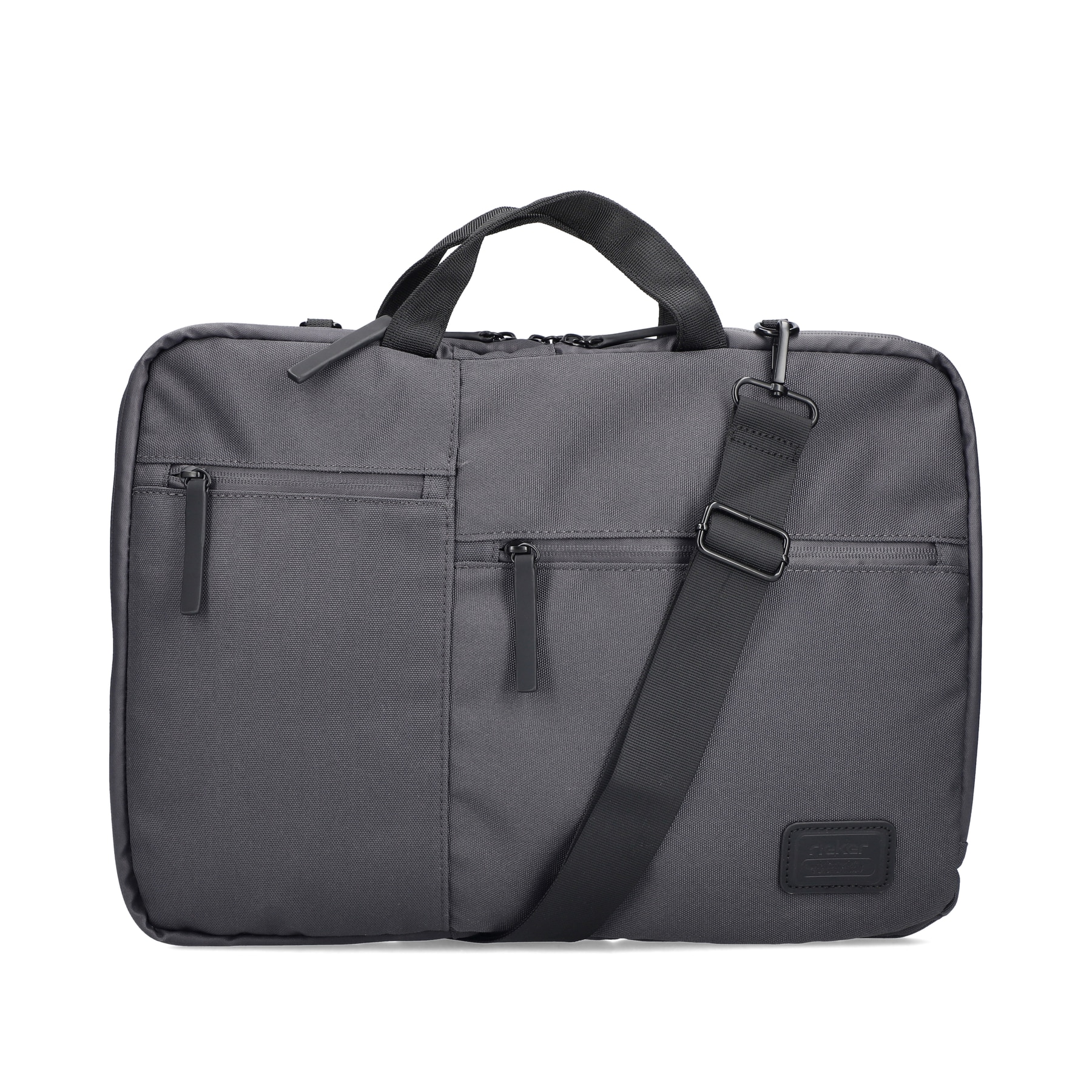 Sac pour ordinateur portable Rieker H5000-42 en gris avec grand espace de rangement, bandoulière amovible et fermeture éclair. Face avant.