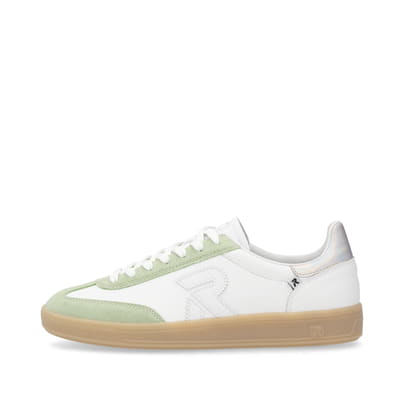 Weiße Rieker Damen Sneaker Low W2200-85 mit einer Schnürung. Schuh Außenseite.
