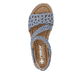 Blaue Rieker Damen Riemchensandalen V4150-14 mit Strasssteinen sowie Gummizug. Schuh von oben.