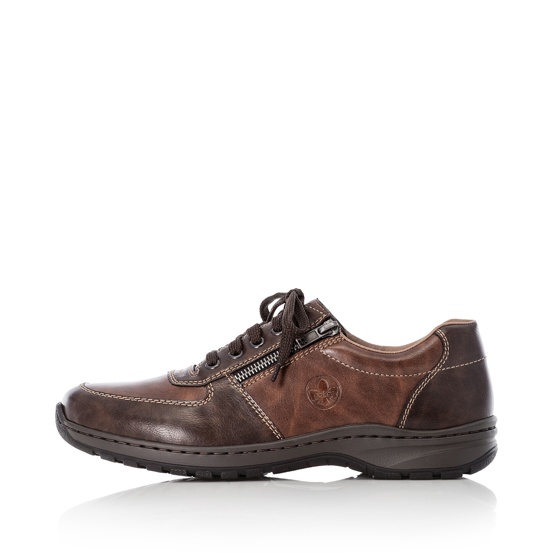 Chaussures à lacets Rieker marron hommes 03329-25 avec fermeture éclair. Côté extérieur de la chaussure.