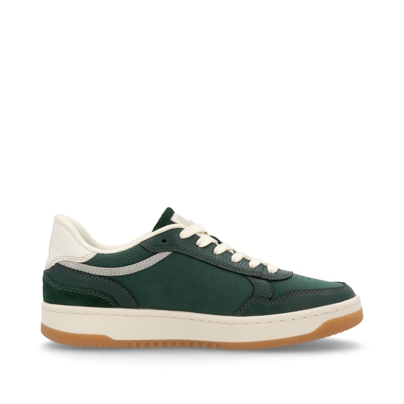 Baskets basses Rieker vertes pour femme W1900-54 avec semelle durable. Intérieur de la chaussure.
