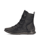Schwarze Rieker Damen Schnürstiefel 53602-00 mit einem Reißverschluss. Schuh Außenseite.