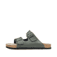 Grüne Rieker Herren Pantoletten 22190-54 mit einem Schnallen sowie Extraweite H. Schuh Außenseite.